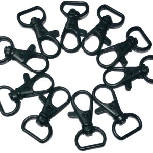 Lobster Claw Clasps Swivel Lanyards Trigger Snap Hooks Strap for DIY Bags Art Crafts Jewelry Findings Keychain Key Rings Connector 35mm (Black, 10)