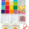Fancy Beads Kit, 4000Pcs Colourful 11/0 Seed Beads, Alphabet Beads, 15 Meters of 0.8 Elastic Cord, Mini Scissors, Girl DIY Bracelet Set, Beads and Accessories Set for Jewellery Making