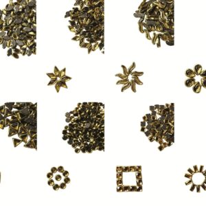 Gold Stones-1200 pieces Assortment Pack of 8 Different Shapes (150-160 Pieces Each) for Jewellery, Silk Thread Bangles, Embroidery, Art and Crafts Etc.