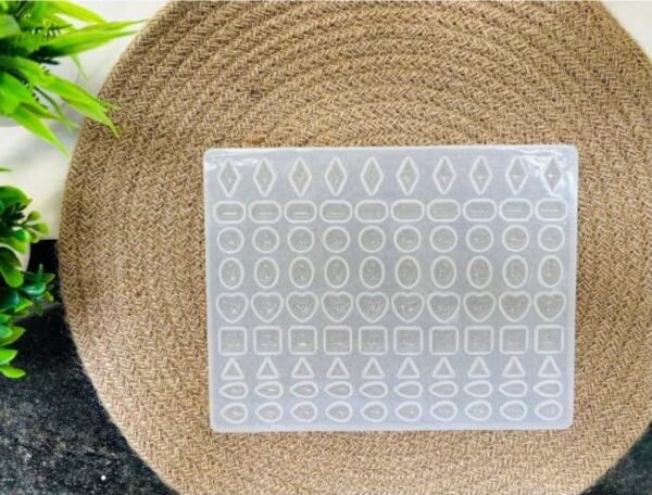 Jewellery Mold Pendant & Earring Silicone Mould, Multiple Shape Earring Mould, Pendant Mould for Resin Art, DIY Jewellery Making (19cm x 15cm) (98 Cavity Jewellery Mold, 1pc)