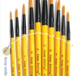 Keep Smiling Artist Brushes Round Shape Nylon Hair Wooden Handle for Acrylic Watercolor Oil Painting, Craft Detailing Artwork, Sizes: 1, 3, 5, 6, 7, 8, 9, 10, 11, 12 (Pack of 12 Pcs)