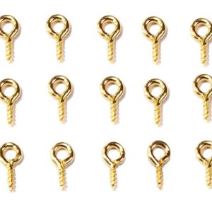 Screw Eye Pins Hooks Eyelets Screw Threaded for Jewellery Making Findings DIY Craft 8mmx4mm (Gold, 100pcs)