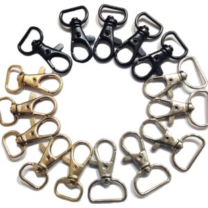 Lobster Claw Clasps Swivel Lanyards Trigger Snap Hooks Strap for DIY Bags Art Crafts Jewelry Findings Keychain Key Rings Connector 36mm (Combo Pack of Gold, Silver, Black 5 Pcs Each)