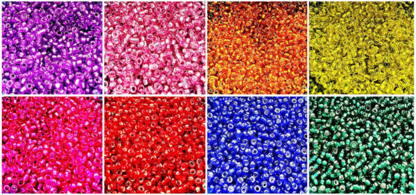 Multicolor Glass Sugar Beads/Seed Beads (1.9mm) (Approx. 1000 Pieces Each) for Embroidery, Bangle, Aari Work, Maggam Work (Combo Pack of 8 Color and One Aari Needle)