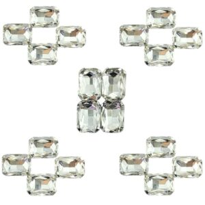 Rectangle Shape Glass Crystal Clip Stones for Embroidery Work, Jewelry Making, Dress and DIY Craft