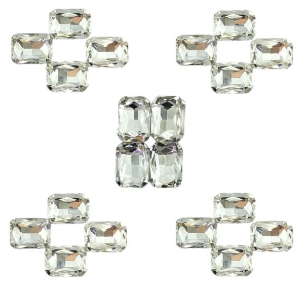 Rectangle Shape Glass Crystal Clip Stones for Embroidery Work, Jewelry Making, Dress and DIY Craft