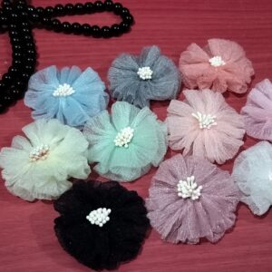Multicolor Artificial Netted Tissue Rose Flowers with Pollens 5.5cm for Home Decoration, Dress, Boutique, DIY Art Craft (Pack of 10 Pcs)