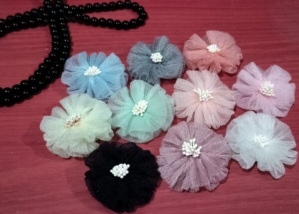 Multicolor Artificial Netted Tissue Rose Flowers with Pollens 5.5cm for Home Decoration, Dress, Boutique, DIY Art Craft (Pack of 10 Pcs)