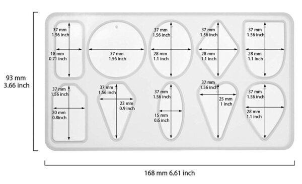 Earring Keychain Pendent Jewellery Casting Mould Silicone Epoxy and UV Resin Mould, DIY Jewellery Making, Resin Artwork, Home Decor (16.9cm x 9.3cm) (10 Cavity) (Pack of 1pc) - Image 3