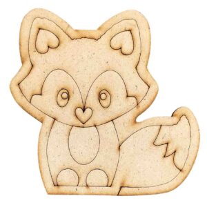 Safari Animals Collection MDF Wood Cutout for Art & Craft Projects, Fridge Magnet, Painting, Decoration (Pack of 5 pcs) (Baby Fox)