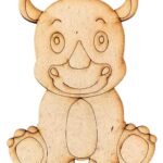 Safari Animals Collection MDF Wood Cutout for Art & Craft Projects, Fridge Magnet, Painting, Decoration (Pack of 5 pcs) (Baby Rhinoceros)