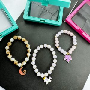 Shimmering Beautiful Beaded Crystal Bracelet with Decorative Charms (Combo Pack of 3)