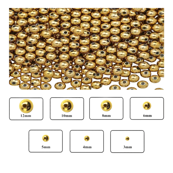 Round 3/4/5/6/8/10/12MM CCB Spacer Beads Gold Color for DIY Bracelet Making, DIY Jewelry Making, Art & Craft, Beading (3000 pcs) - Image 2