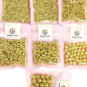 Round 3/4/5/6/8/10/12MM CCB Spacer Beads Gold Color for DIY Bracelet Making, DIY Jewelry Making, Art & Craft, Beading (3000 pcs)