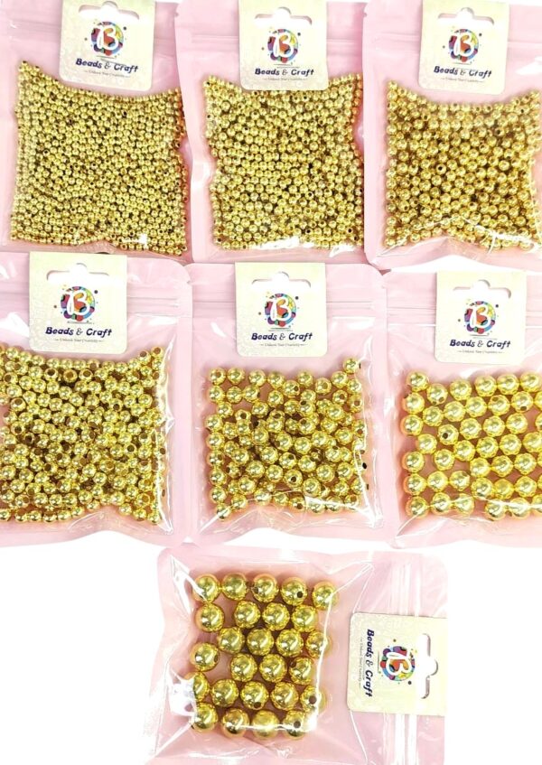 Round 3/4/5/6/8/10/12MM CCB Spacer Beads Gold Color for DIY Bracelet Making, DIY Jewelry Making, Art & Craft, Beading (3000 pcs)