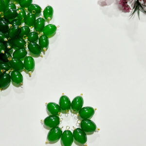 Oval Shape Glass Hanging Beads 10Mm For Jewelry Making, Necklace, Earring, Bracelet, Embroidery, Dress And Diy Kit (Pack Of 100 Pcs) (Green)