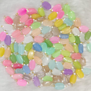 Flat Oval Glass Hanging Beads Chocolate Beads 11mm x 8mm for Jewelry Making, Necklace, Earring, Bracelet, Embroidery, Dresses (Pack of 100 Pcs) (Pastel)