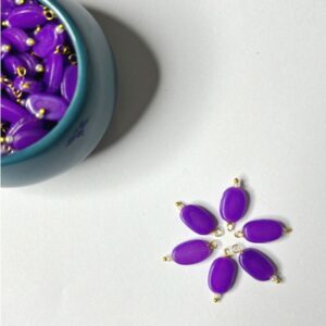 Flat Oval Glass Hanging Beads Chocolate Beads 11mm x 8mm for Jewelry Making, Necklace, Earring, Bracelet, Embroidery, Dresses (Pack of 100 Pcs) (Purple)