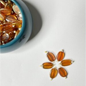 Flat Oval Glass Hanging Beads Chocolate Beads 11mm x 8mm for Jewelry Making, Necklace, Earring, Bracelet, Embroidery, Dresses (Pack of 100 Pcs) (Trans Copper)