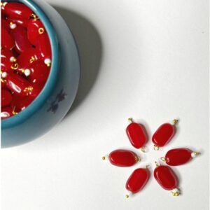 Flat Oval Glass Hanging Beads Chocolate Beads 11mm x 8mm for Jewelry Making, Necklace, Earring, Bracelet, Embroidery, Dresses (Pack of 100 Pcs) (Red)