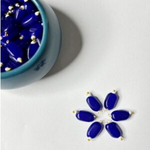 Flat Oval Glass Hanging Beads Chocolate Beads 11mm x 8mm for Jewelry Making, Necklace, Earring, Bracelet, Embroidery, Dresses (Pack of 100 Pcs) (Royal Blue)