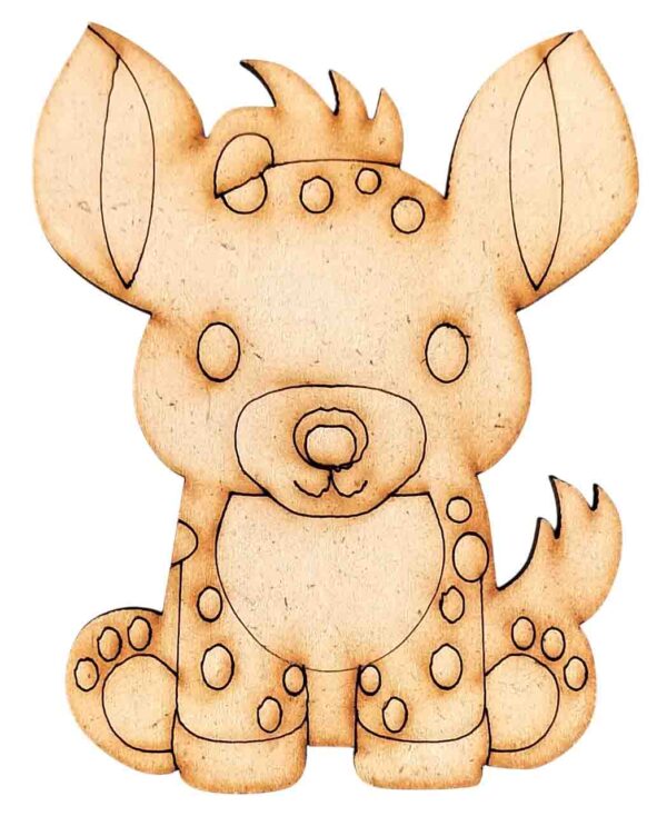 Safari Animals Collection MDF Wood Cutout for Art & Craft Projects, Fridge Magnet, Painting, Decoration (Pack of 5 pcs) (Hyena)