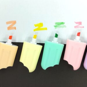 Icecream Shape Highlighter Marker Popsticks/Sketch Markers Chisel Tip Fine Grip Marker Pen Set Ideal For Highlighter/Text Marking/Craft Pastel Highlighter Markers Set, 6 Colors (Pack of 6)