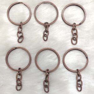 Antique Copper Finish Metal Keychain Rings with Chain 3cm for Jewellery Finding, Jewellery Making, DIY Art and Craft (Pack of 24 Pcs)