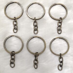 Antique Gold Metal Keychain Rings with Chain 3cm for Jewellery Finding, Jewellery Making, DIY Art and Craft (Pack of 24 Pcs)