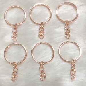 Rose Gold Finish Metal Keychain Rings with Chain 3cm for Jewellery Finding, Jewellery Making, DIY Art and Craft (Pack of 24 Pcs)