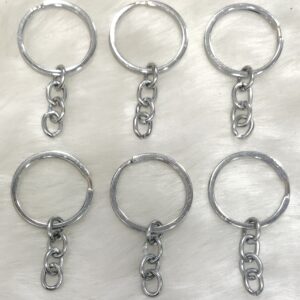 Silver Finish Metal Keychain Rings with Chain 3cm for Jewellery Finding, Jewellery Making, DIY Art and Craft (Pack of 24 Pcs)