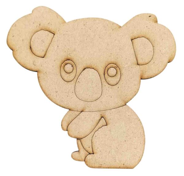 Safari Animals Collection Pre Marked Laser MDF Wood Cutouts Collectibles for Art & Craft Projects, Fridge Magnet, Painting, Decoration (Pack of 5 pcs) (Koala)