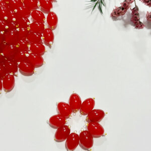 Oval Shape Glass Hanging Beads 11x8mm For Jewelry Making, Necklace, Earring, Bracelet, Embroidery, Dress And Diy Kit (Pack Of 100 Pcs) (Red)