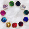 Multicolor Round Shape Glass Crystal Clip Stones with Gold Base for Embroidery Work, Jewelry Making, Necklace, DIY Art & Craft