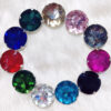 Multicolor Round Shape Glass Crystal Clip Stones with Silver Base for Embroidery Work, Jewelry Making, Necklace, DIY Art & Craft