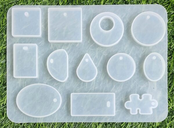 Earring Keychain Pendent Jewellery Casting Mould Silicone Epoxy and UV Resin Mould, DIY Jewellery Making, Resin Artwork, Home Decor (15.3cm x 11.3cm) (12 Cavity) (Pack of 1pc) - Image 2