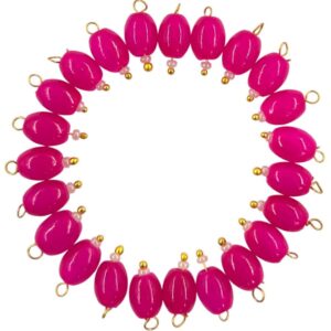 Opaque Oval Shape Glass Hanging Beads 8mm for Jewellery Making/Necklace/Earring/Bracelet/Embroidery/Dress (Pack of 100 Pcs.) (Rani Pink)