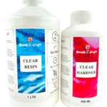 Clear Resin Liquid and Hardener, Non-Toxic, Easy to Use with Self-Leveling, Suitable for Resin Art, Jewellery and Keychain Making (2:1 Ratio)
