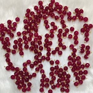 Round Shape Glass Hanging Beads 6mm for Jewelry Making, Embroidery, Necklace, Earring, Bracelet, Dresses (Pack of 100 pcs) (Ruby)