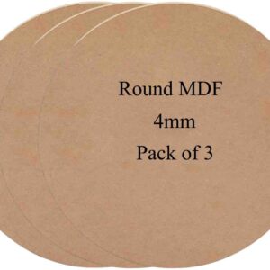 Round MDF Boards for Art & Craft Projects, Resin, Lippan, Mandala, Painting, Wall Hanging, Clock Making, Decoration (4mm Thick) (Pack of 3)