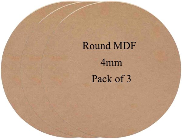 Round MDF Boards for Art & Craft Projects, Resin, Lippan, Mandala, Painting, Wall Hanging, Clock Making, Decoration (4mm Thick) (Pack of 3)