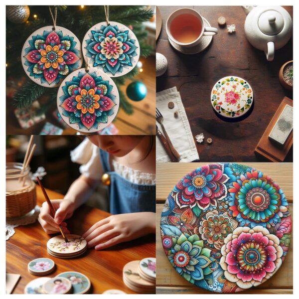 Round MDF Boards for Art & Craft Projects, Resin, Lippan, Mandala, Painting, Wall Hanging, Clock Making, Decoration (4mm Thick) (Pack of 6) - Image 2