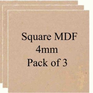 Square MDF Boards for Art & Craft Projects, Resin, Lippan, Mandala, Painting, Wall Hanging, Clock Making, Decoration (4mm Thick) (Pack of 3)