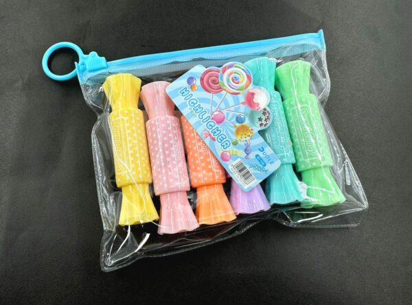 Sweet Candy Shape Highlighter Marker Popsticks/Sketch Markers Chisel Tip Fine Grip Marker Pen Set Ideal For Highlighter/Text Marking/Craft Pastel Highlighter Markers Set, 6 Colors (Pack of 6) - Image 2