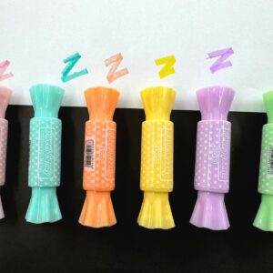 Sweet Candy Shape Highlighter Marker Popsticks/Sketch Markers Chisel Tip Fine Grip Marker Pen Set Ideal For Highlighter/Text Marking/Craft Pastel Highlighter Markers Set, 6 Colors (Pack of 6)