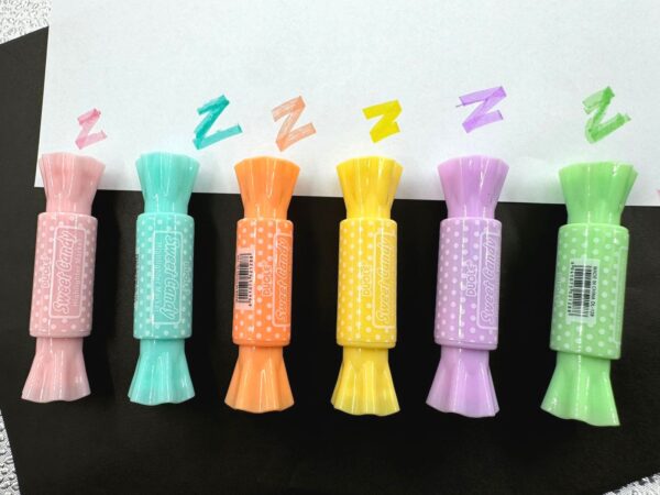 Sweet Candy Shape Highlighter Marker Popsticks/Sketch Markers Chisel Tip Fine Grip Marker Pen Set Ideal For Highlighter/Text Marking/Craft Pastel Highlighter Markers Set, 6 Colors (Pack of 6)