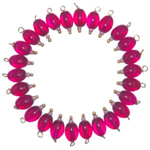 Trans Oval Shape Glass Hanging Beads 8mm for Jewellery Making/Necklace/Earring/Bracelet/Embroidery/Dress (Pack of 100 Pcs.) (Trans Rani Pink)
