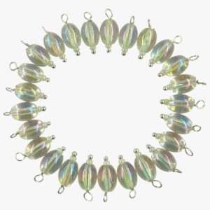 Trans Oval Shape Glass Hanging Beads 8mm for Jewellery Making/Necklace/Earring/Bracelet/Embroidery/Dress (Pack of 100 Pcs.) (Transparent)
