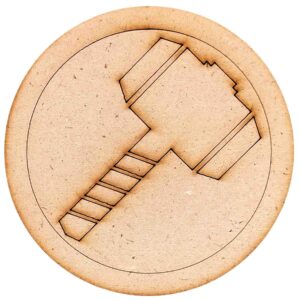 Trigica Thor Logo MDF Cutouts for Art & Craft Projects, Fridge Magnet, Painting, Decoration (Pack of 5 pcs)