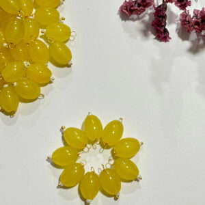 Oval Shape Glass Hanging Beads 11x8mm For Jewelry Making, Necklace, Earring, Bracelet, Embroidery, Dress And Diy Kit (Pack Of 100 Pcs) (Yellow)